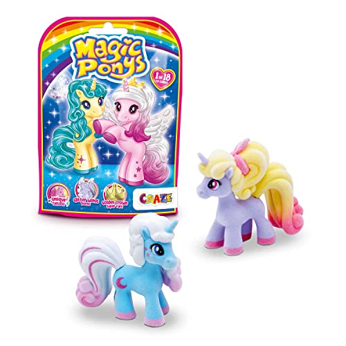 CRAZE MAGIC PONYS, Bellissimi Pony da collezionare, Giocattoli per bambina, 1 da 18 diverse figure di pony, senza