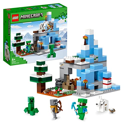 LEGO Minecraft I Picchi Ghiacciati, Modellino da Costruire con Caverna e Personaggi di Steve, Creeper e Capra, Gioco