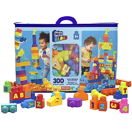 MEGA BLOKS - Sacca Eco Blocchi Grande, Set di Costruzioni con 300 Blocchi Grandi e Colorati, 1 Sacca per Contenerli,