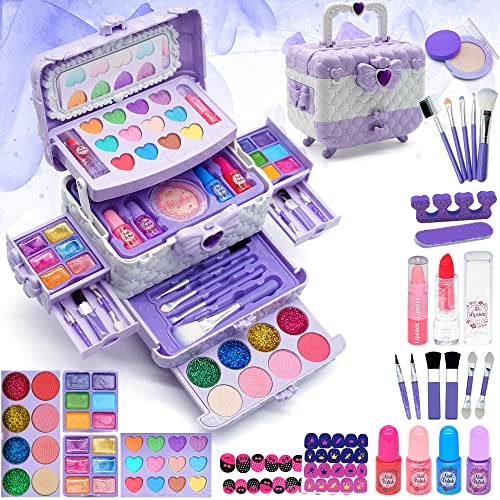 Set di Trucchi per Bambini e Bambine - Viola 57 Pezzi, Set da Trucco per Bambini, per Ragazze, per Halloween, Natale,