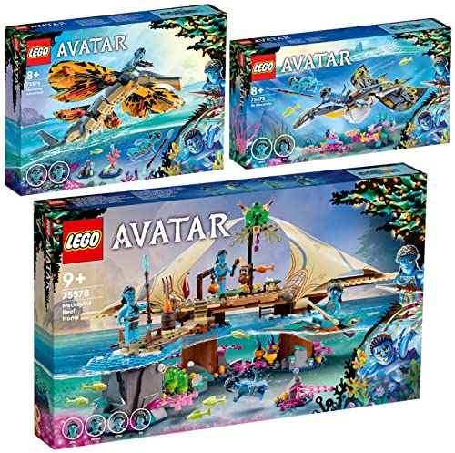 Lego Avatar Set di 3 pezzi: 75578 La barriera corallina della Metkayina, 75576 Skimwing Adventure & 75575 scoperta