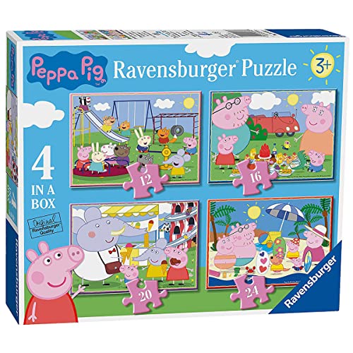 Ravensburger - Puzzle Peppa Pig, Collezione 4 in a Box, 4 puzzle da 12-16-20-24 Pezzi, Età Raccomandata 3+ Anni