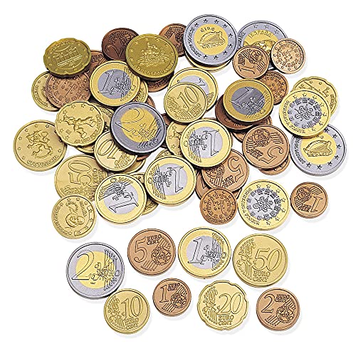 Learning Resources Set di 100 monete in euro, finte, per bambini, giocattoli 3 anni