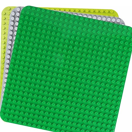 3 Grande piastra compatibile con piastre Lego Duplo,Classic Base Verde Grande, Giochi per Bambini in Età Prescolare,