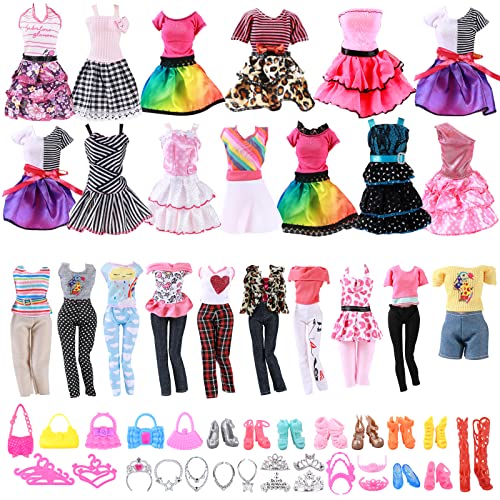 Vicloon Vestiti e Accessori per Bambole Dolls, 43 Pezzi Set di Vestiti per Bambole Inclusi Gonna, Borsa, Scarpe,