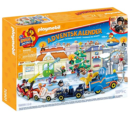 PLAYMOBIL Calendario dell'Avvento 70901 Duck ON Call, Calendario dell'Avvento per Bambini, Include Trenino Giocattolo