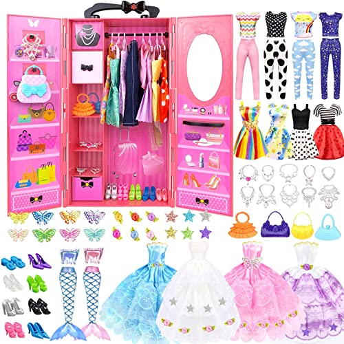 84 Vestiti e Accessori per Bambole con Armadio per bambole da 11,5 pollici Playset di design di moda bambola ragazza