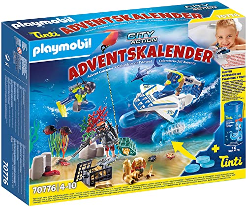 PLAYMOBIL Calendario dell'Avvento 70776 Divertente Missione di Immersione della Polizia,